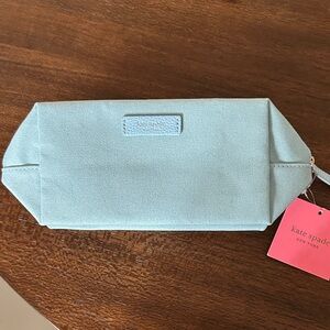 kate spade light blue canvas cosmetic pouch
